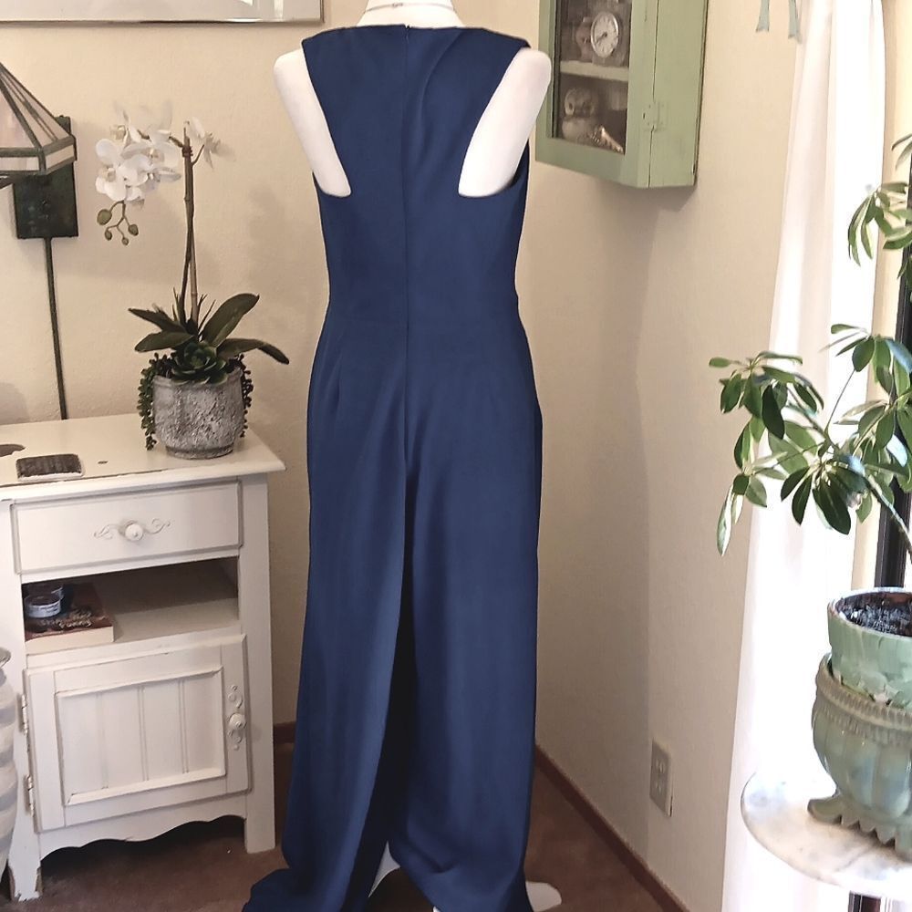 MARINA Dark Blue Ruffle Formal Wide Leg  Jumpsuit - Picture 7 of 13